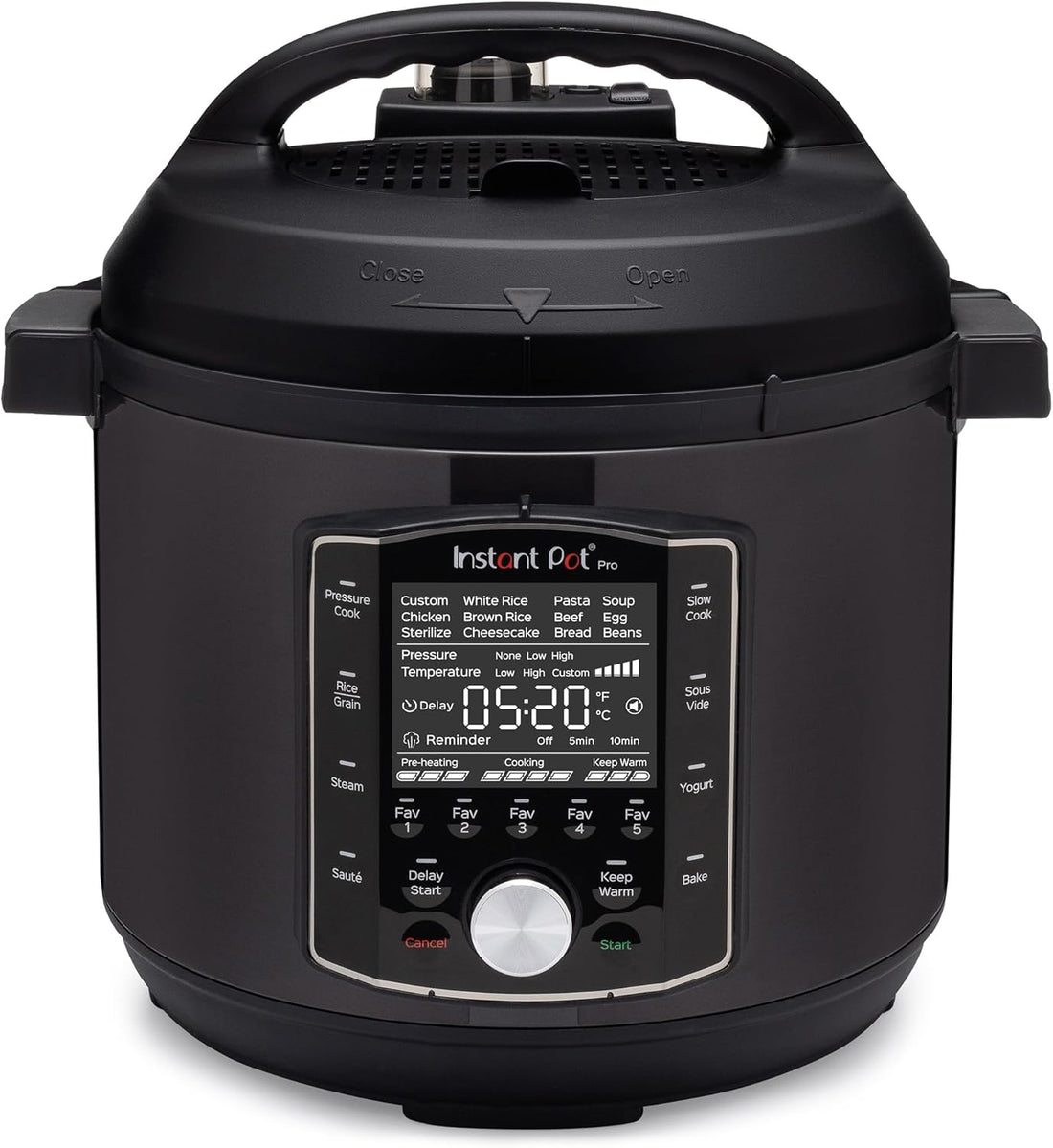 Pro 10-In-1 Pressure Cooker, Slow Cooker, Rice/Grain Cooker, Steamer, Sauté, Sous Vide, Yogurt Maker, Sterilizer, and Warmer, Includes App with over 800 Recipes, Black, 6 Quart