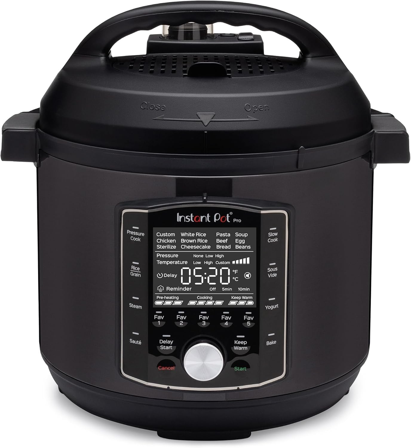 Pro 10-In-1 Pressure Cooker, Slow Cooker, Rice/Grain Cooker, Steamer, Sauté, Sous Vide, Yogurt Maker, Sterilizer, and Warmer, Includes App with over 800 Recipes, Black, 6 Quart