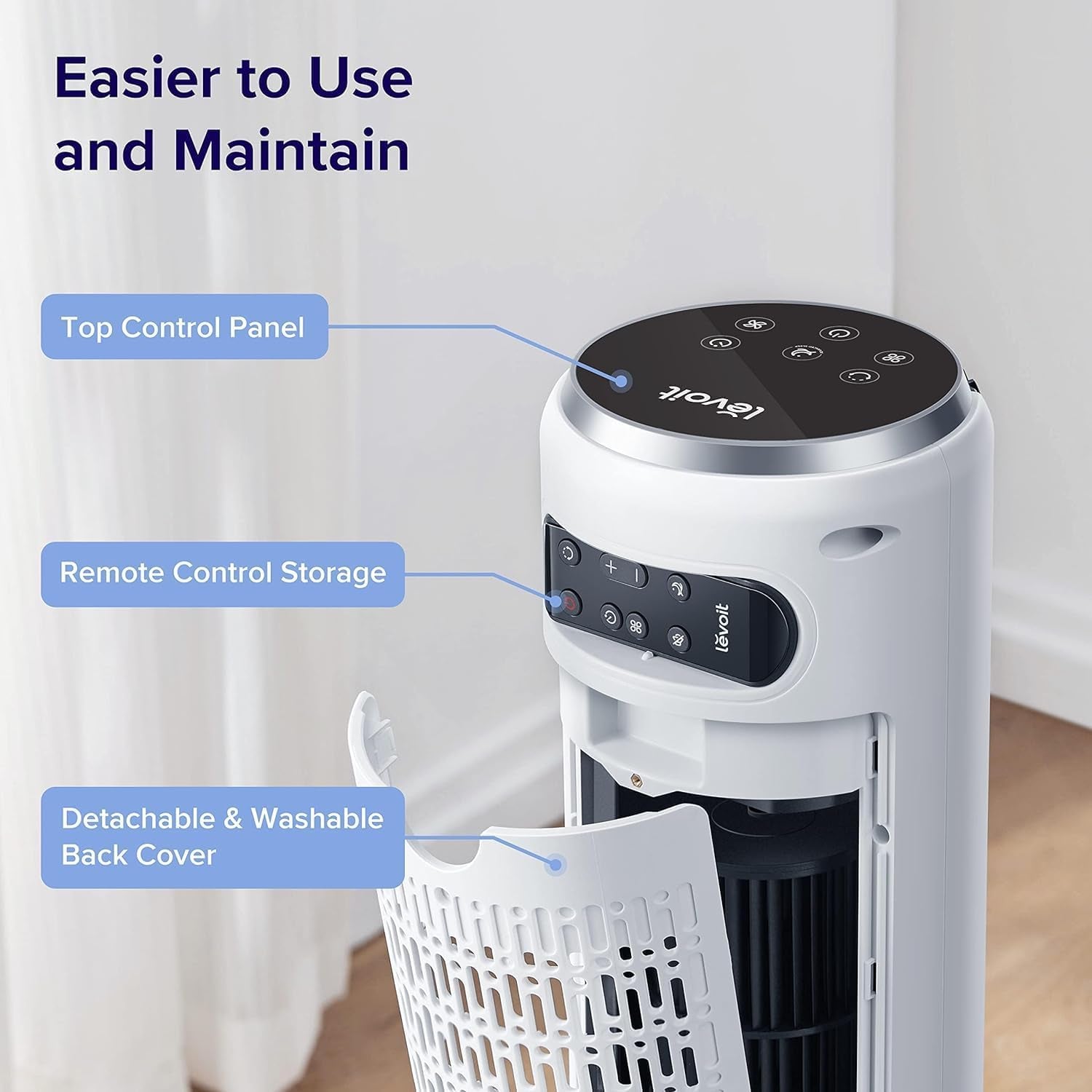 25Db Tower Fan for Bedroom, 26Ft/S Velocity Standing Fan, 90° Oscillating Cooling Fans for Home, 12 Speeds, LED Display, 4 Modes, 12H Timer, Bladeless, Remote Control, 36 Inch