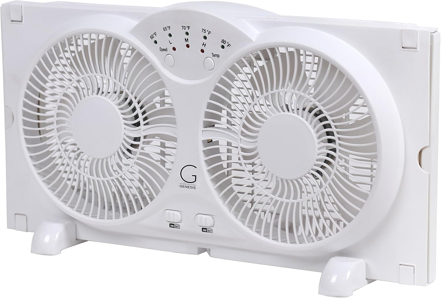 Twin Fan High Velocity Reversible Airflow Fan, LED Indicator Lights Adjustable Thermostat & Max Cool Technology, ETL Certified, White (A1WINDOWFAN)