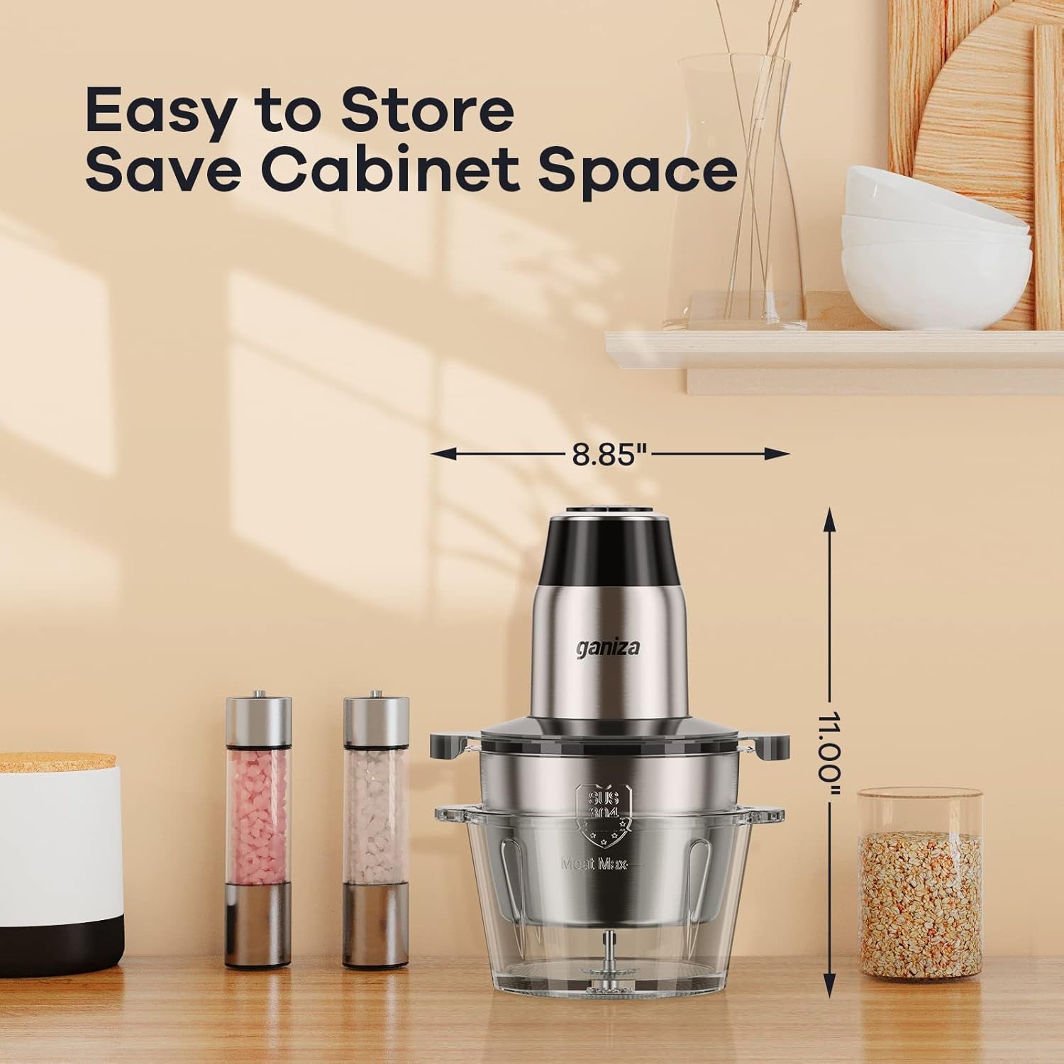 Food Processors with 2 Bowls, 450W Meat Grinder Vegetable Chopper