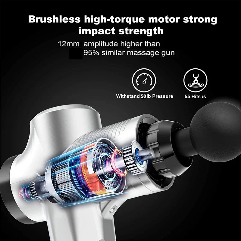 24V Heat Massage Gun Ultra Powerful Professional  X5 Pro Deep Muscle Massager with 14 Heads Brushless Motor for Home Gym