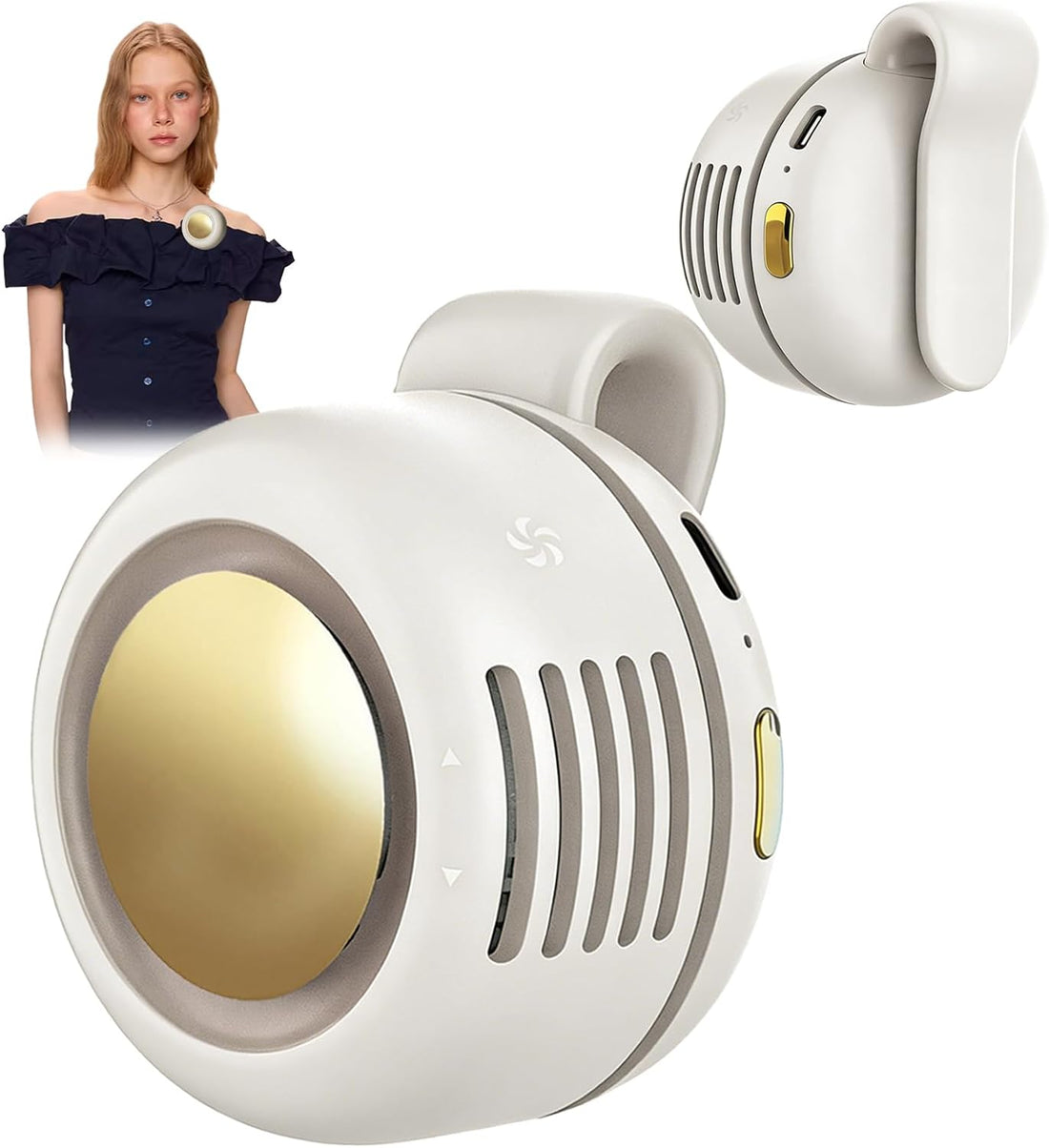 Portable Clip-On Fan, Mini USB Rechargeable 360° Rotatable Fan, 3-Speed Silent Mini Bladeless Fans