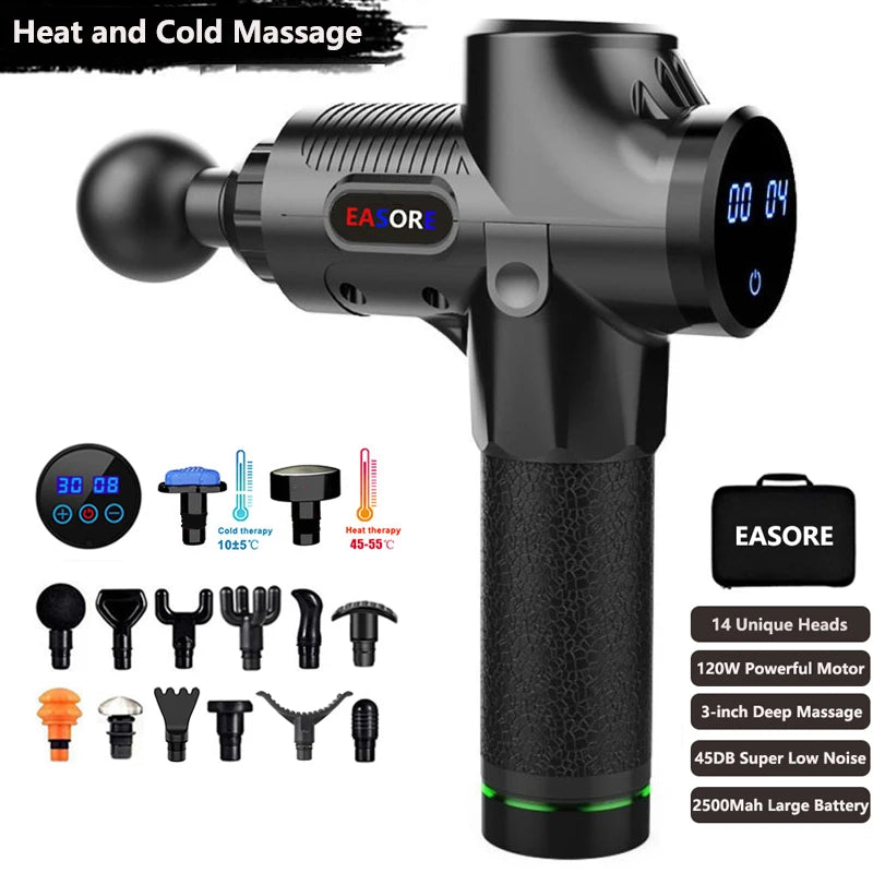 24V Heat Massage Gun Ultra Powerful Professional  X5 Pro Deep Muscle Massager with 14 Heads Brushless Motor for Home Gym