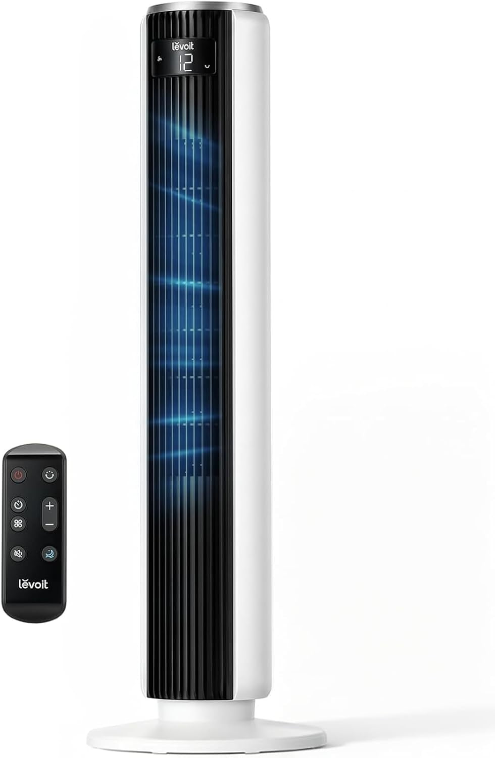 25Db Tower Fan for Bedroom, 26Ft/S Velocity Standing Fan, 90° Oscillating Cooling Fans for Home, 12 Speeds, LED Display, 4 Modes, 12H Timer, Bladeless, Remote Control, 36 Inch