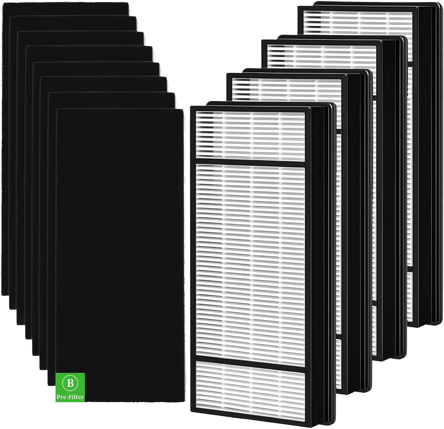 4 HEPA Replacement Filter H and 8 Carbon Pre Filter B Compatible with Honeywell Air Purifiers HRF-H1 HRF-H2 HRF-B2C, Compatible with Honeywell HPA050, HPA060, HPA150, HPA160, HHT055, HHT155 Series