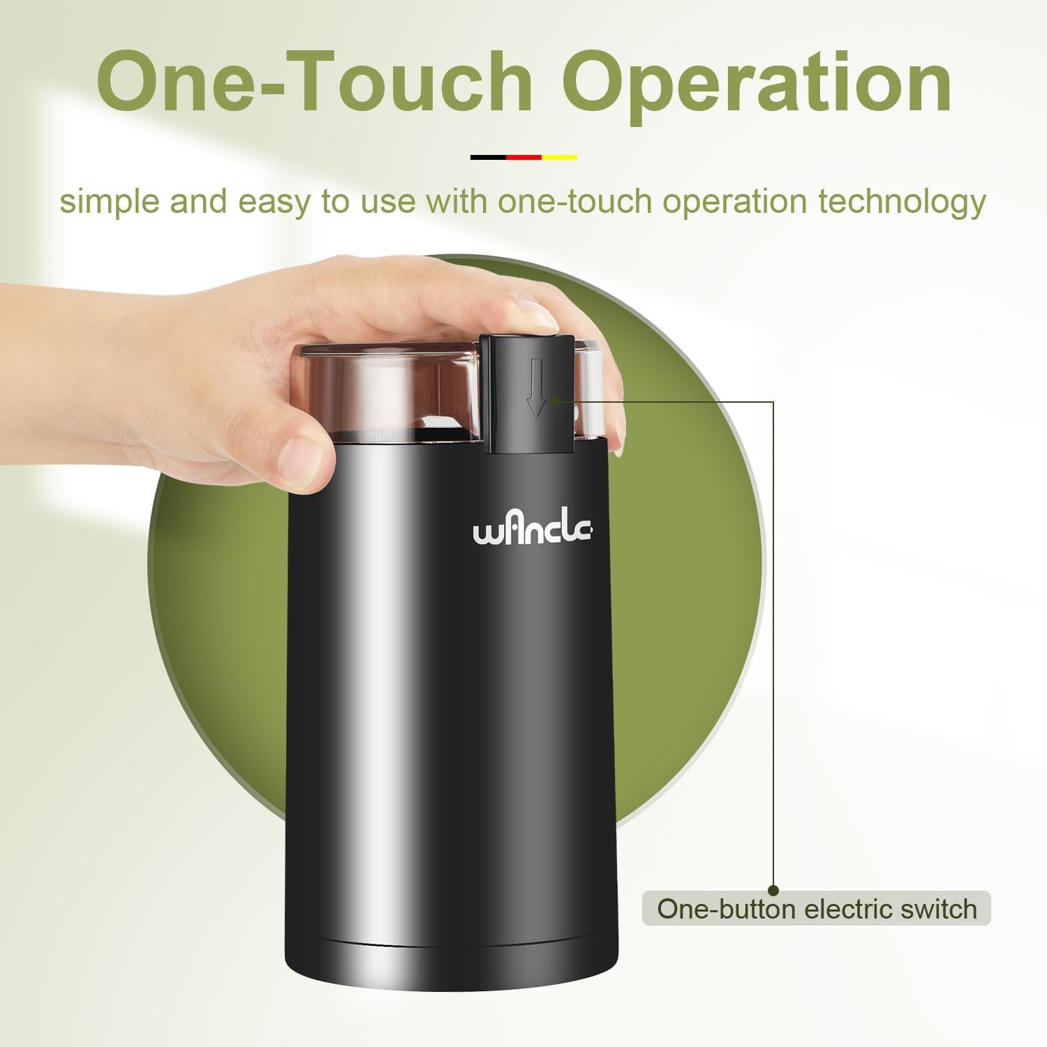 Coffee Grinder,  Electric Coffee Grinder, Spice Grinder, One Touch Coffee Mill for Beans, Spices and More, with Clean Brush Black