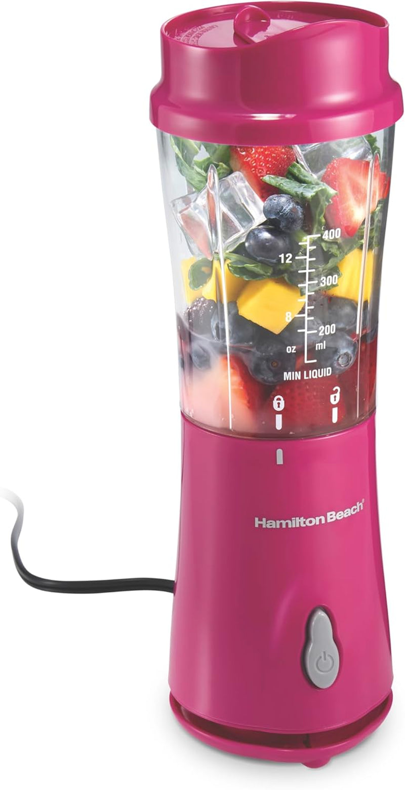 Personal Blender for Smoothies & Protein Shakes, Portable Single Serve Blender with Travel Lid, 14 Oz Bpa-Free Jar, 175W, Compact Countertop Blender, Raspberry, 51131G