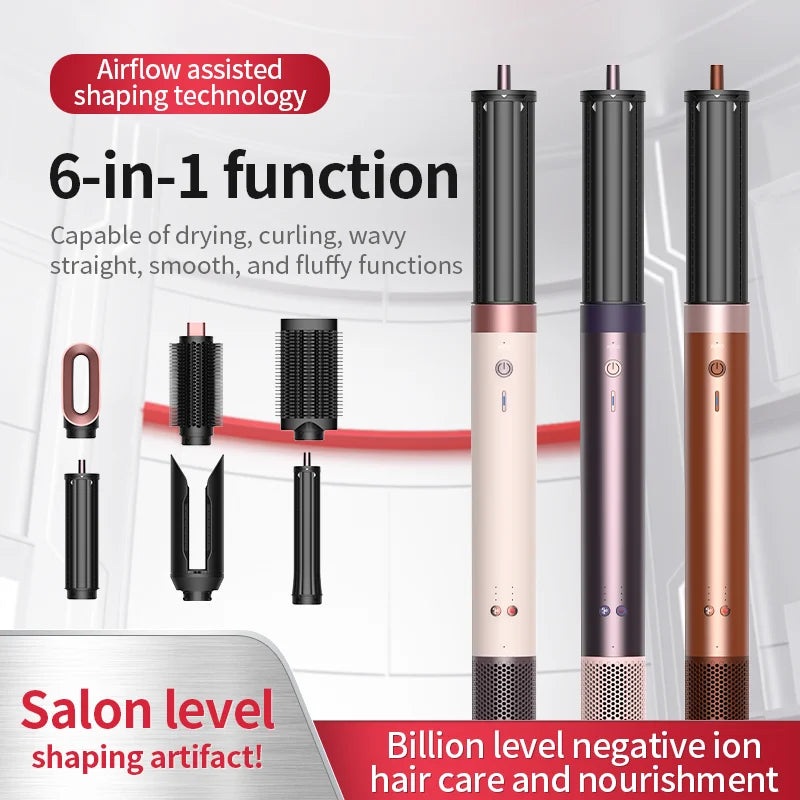 150000 RPM High-Speed Hair Dryer 6 in 1 Professional Hair Styling Tools Set with Straightener Curling Iron Multifunctional