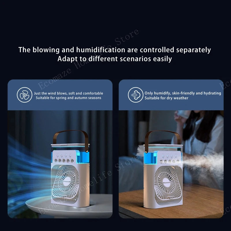 Portable Humidifier Fan Air Conditioner Household Small Air Cooler Hydrocooling Air Adjustment for Office 3 Speed Fan New
