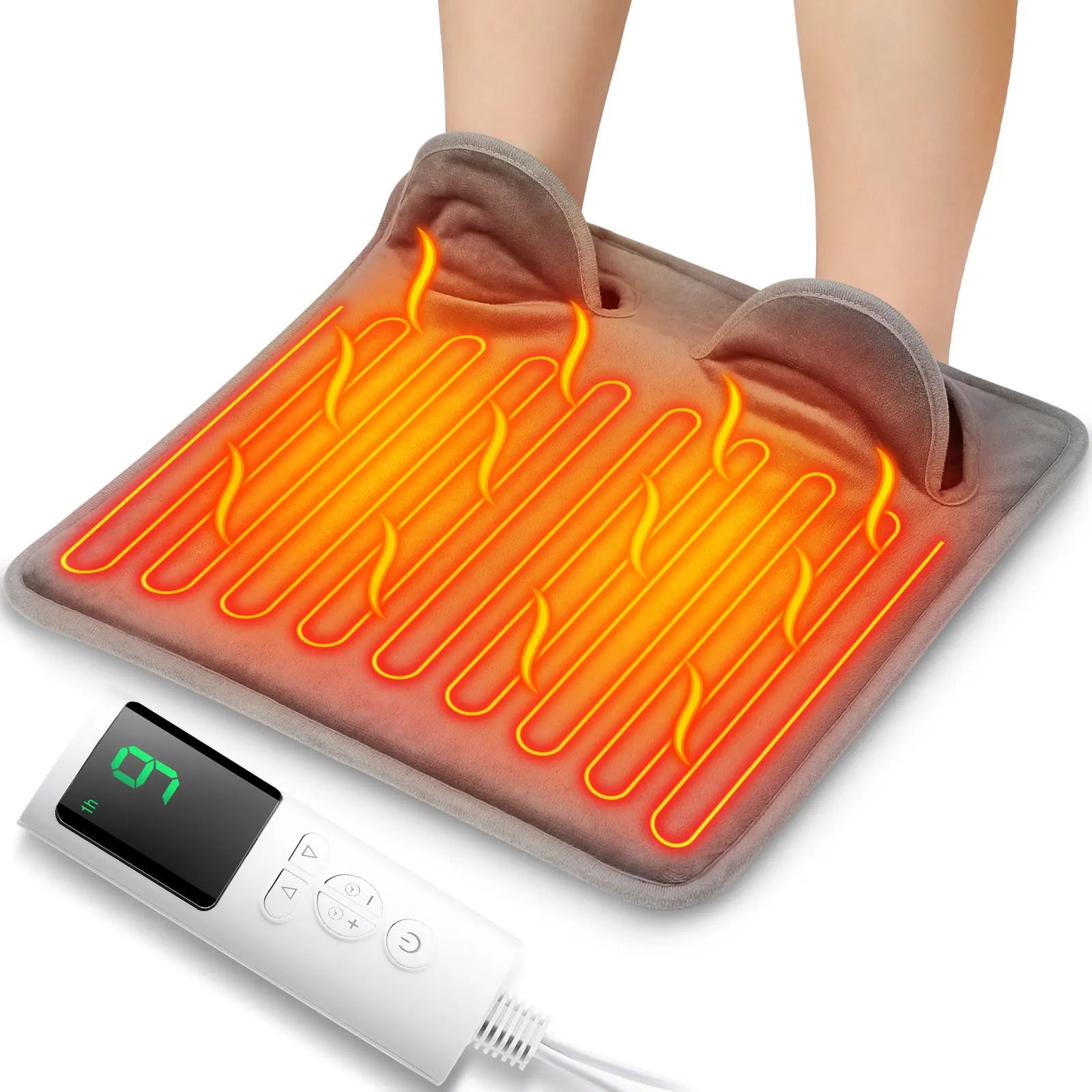 Electric Foot Warmer Pad, 9 Heat Levels 4 Timer Settings, Soft Washable Foldable Heating Mat for under Desk Office Home Winter