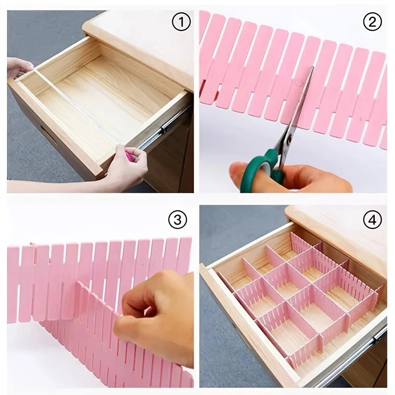 4Pcs Adjustable Drawer Dividers Set Multipurpose Cabinet Organizer Dividers for Underwear Socks Cosmetics Sundries