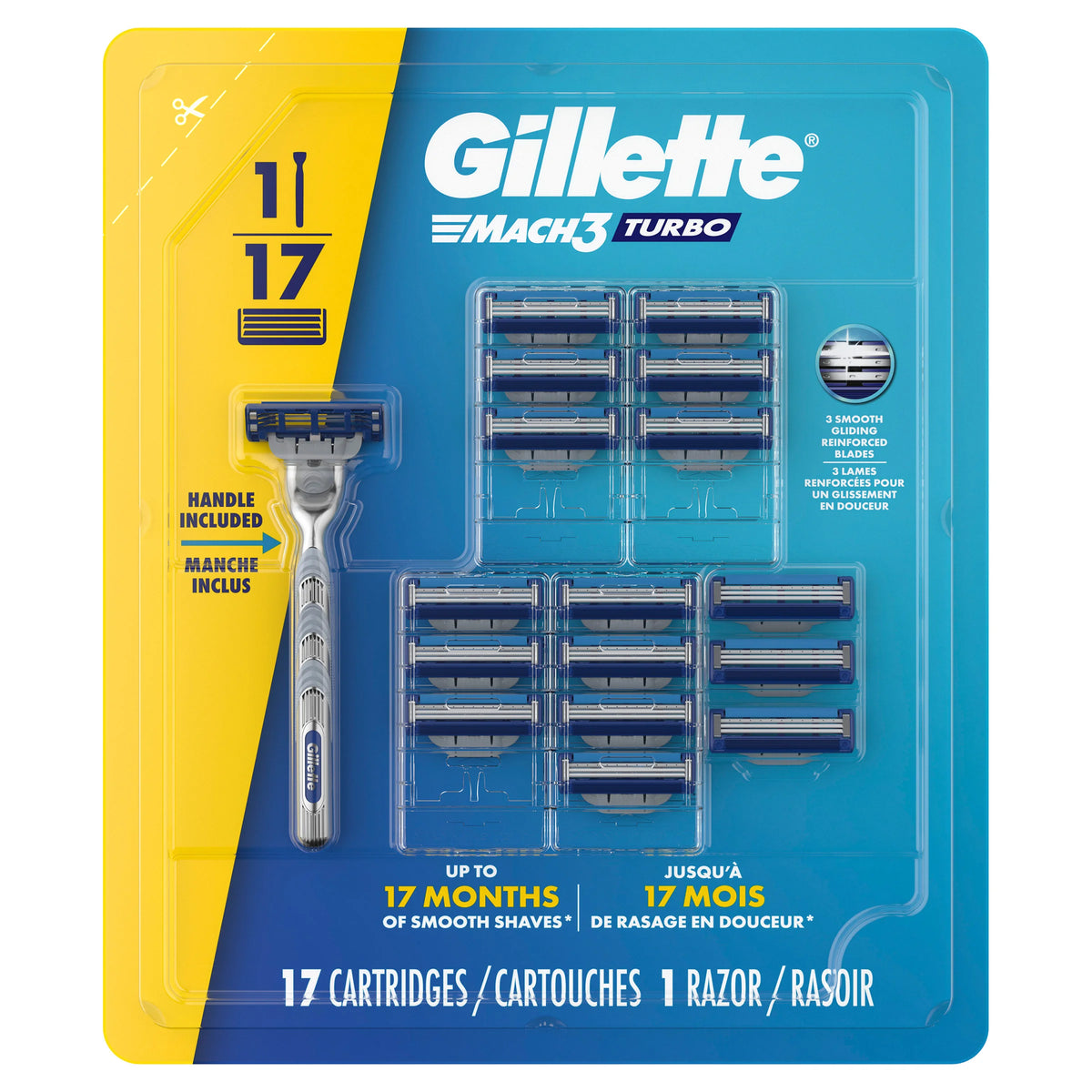 Gillette Mach3 Turbo Razor + 17 Cartridges 1945108