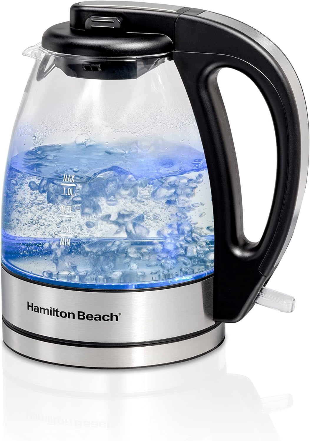 Glass Electric Kettle, 1 L, 1500W Fast Boiling Water Boiler, Cordless, Soft Blue LED Light, Auto Shutoff & Boil-Dry Protection, Bpa-Free, Compact Size (40930JC)