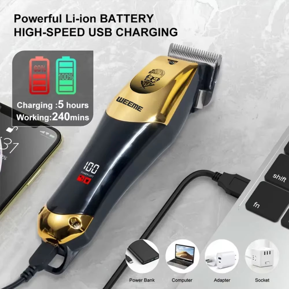 Vintage Hair Clipper Cordless Electric Hair Cutting Machine Portable Shaver Barber USB Fast Charging Hair Trimmer for Hairdresse