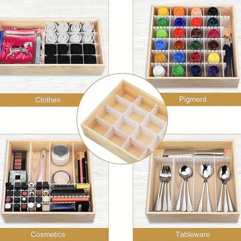 4Pcs Adjustable Drawer Dividers Set Multipurpose Cabinet Organizer Dividers for Underwear Socks Cosmetics Sundries