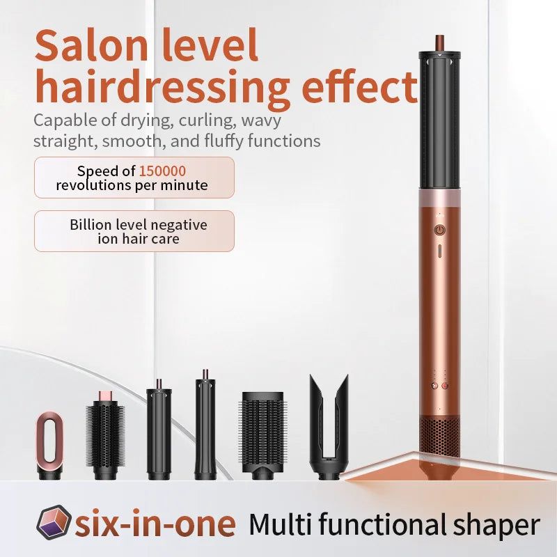 150000 RPM High-Speed Hair Dryer 6 in 1 Professional Hair Styling Tools Set with Straightener Curling Iron Multifunctional