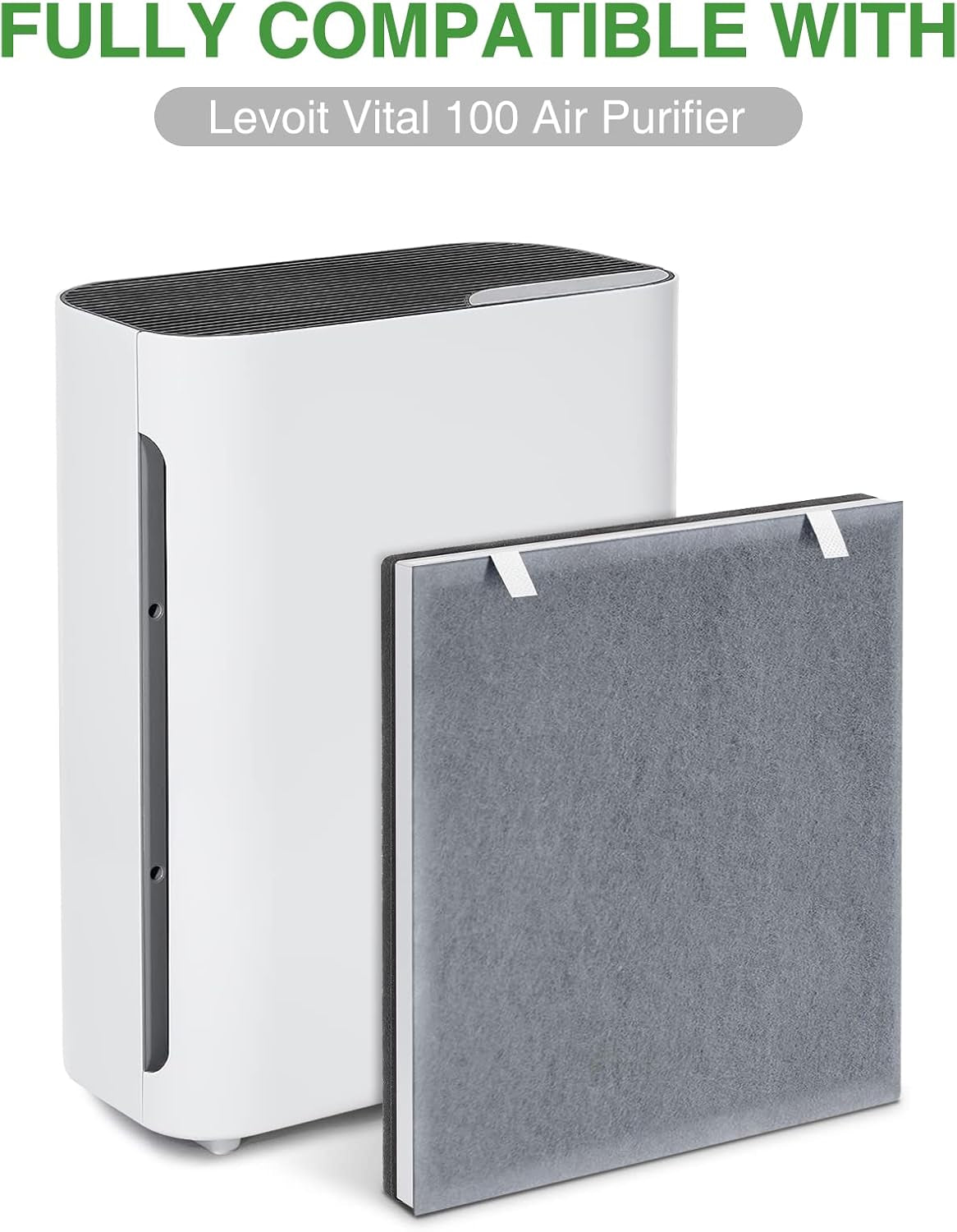 Vital 100 Replacement Filter Compatible with LEVOIT Vital 100 Air Purifier, 3-In-1 Filter with Activated Carbon Filter for Vital 100-RF, White, 2 Pack