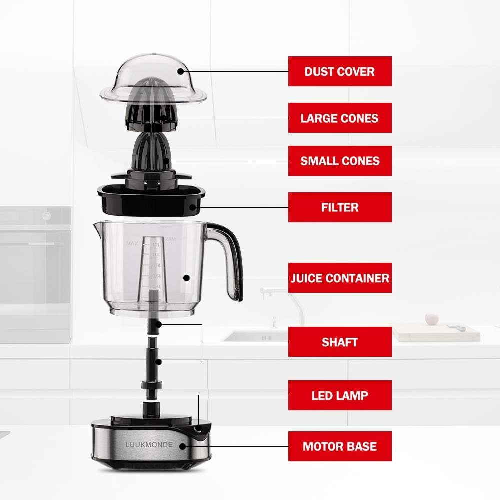 Electric Citrus Juicer 1.2L Large Volume, Orange Juicer with Powerful Motor and LED Working Lamp, Electric Lemon Squeezer for Orange Lemon Lime Grapefruit