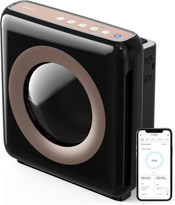 Airmega AP-1512HHS App-Enabled Smart Technology, Compatible with Amazon Alexa True HEPA Air Purifier, Black/Bronze