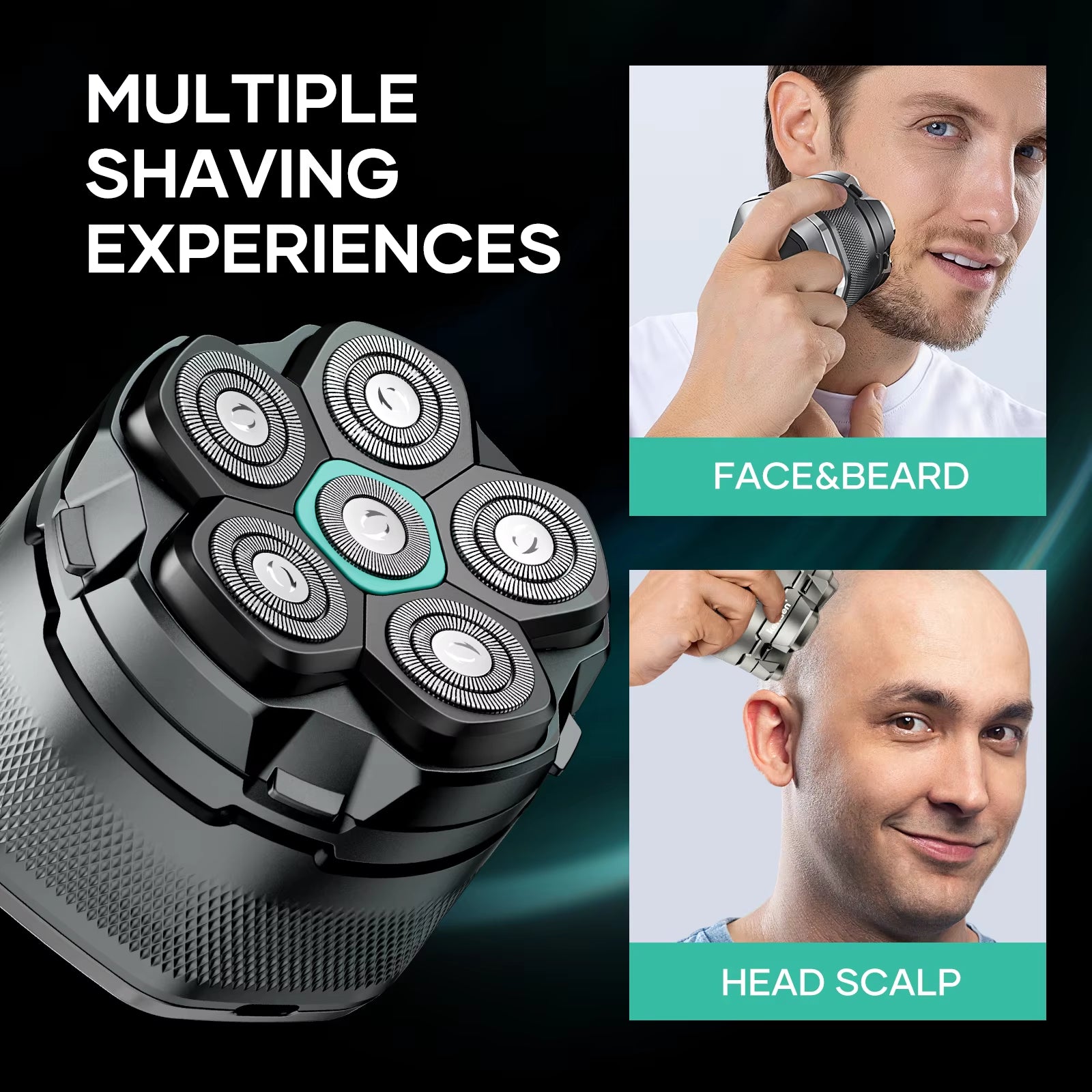 Electric Head Shavers for Bald Men 6D Magnetic Razor Beard Trimmer USB Rechargeable LED Display Waterproof Beard Shavers
