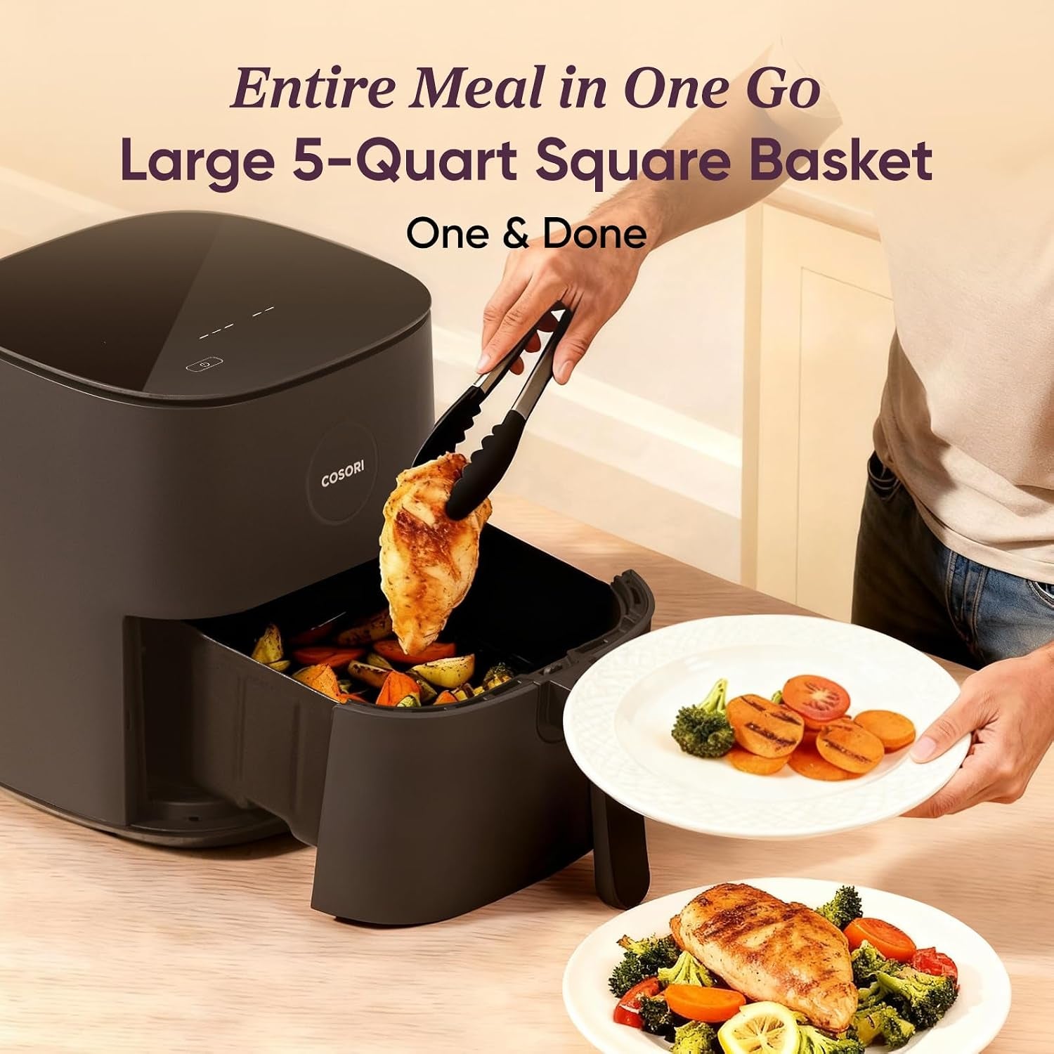 Air Fryer 5Qt (4.7L), 9-In-1, up to 450°F, Quiet Operation, Nonstick
