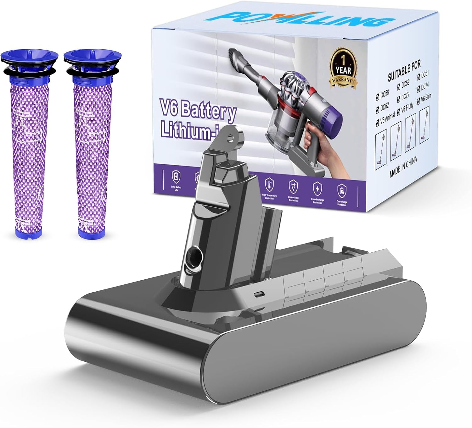 6.0Ah V7 Battery Replacement Compatible with Dyson V7 Series
