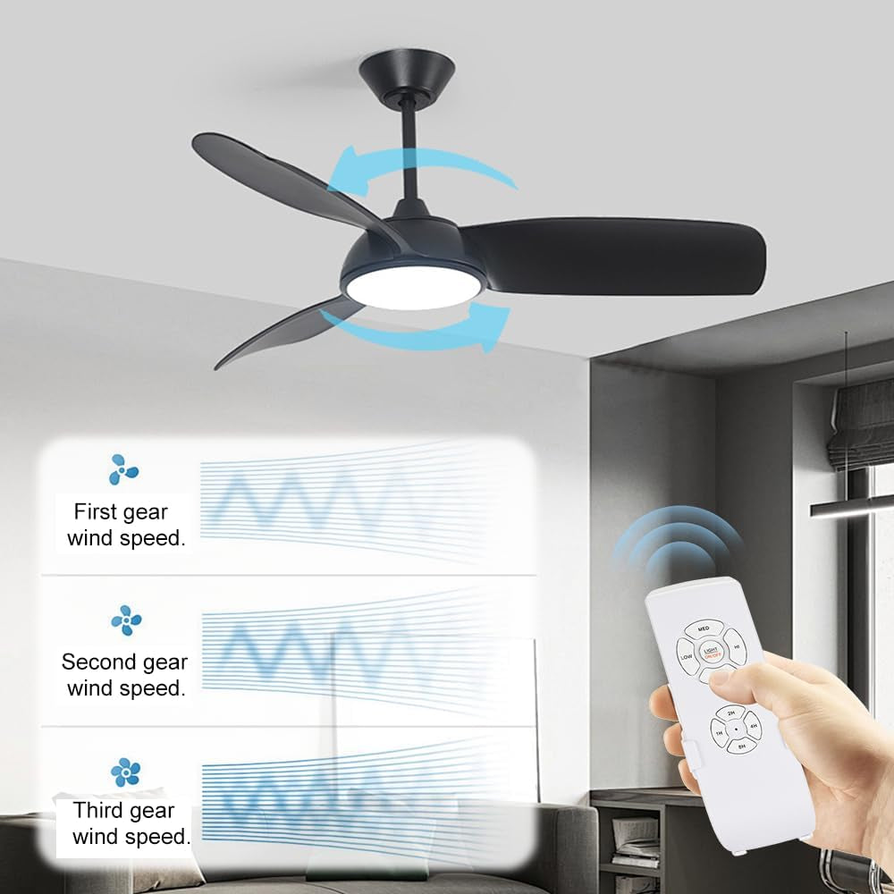 Universal Ceiling Fan and Lights Wireless Remote Control Kit,3 Speeds & 4 Timing Setting Fan Pendant Lamp Remote Controller Transmitter and Receiver for Home Office Hotel Restaurant