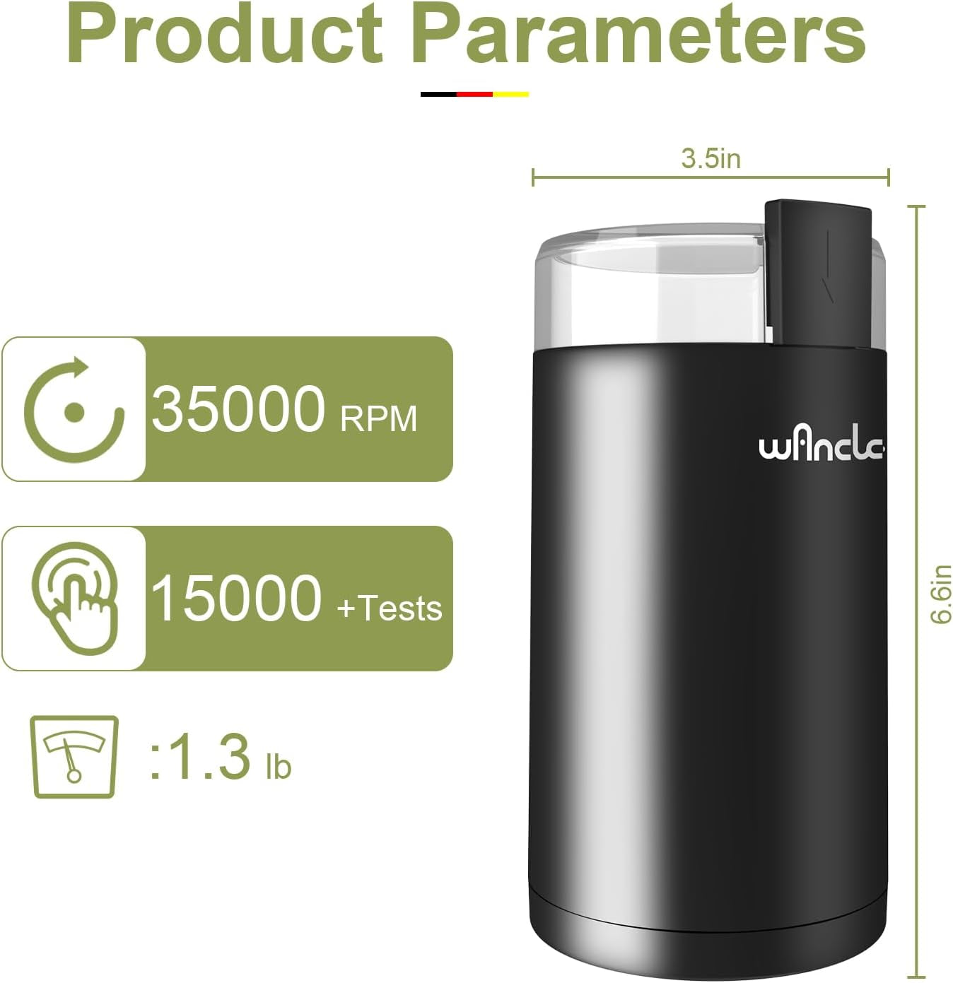 Coffee Grinder,  Electric Coffee Grinder, Spice Grinder, One Touch Coffee Mill for Beans, Spices and More, with Clean Brush Black