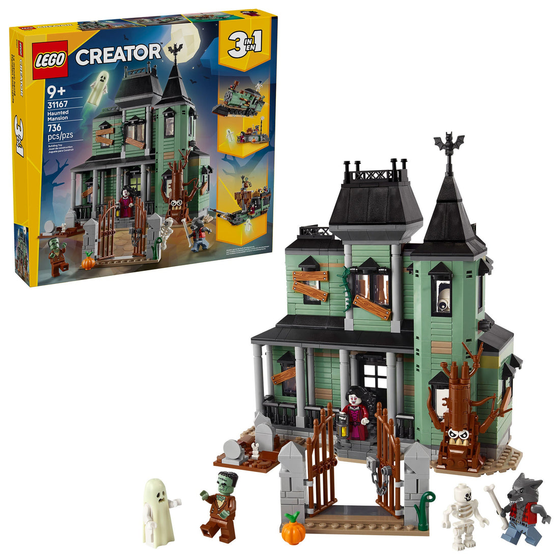 LEGO Creator 3 in 1 Haunted Mansion 31167 736-Piece Set