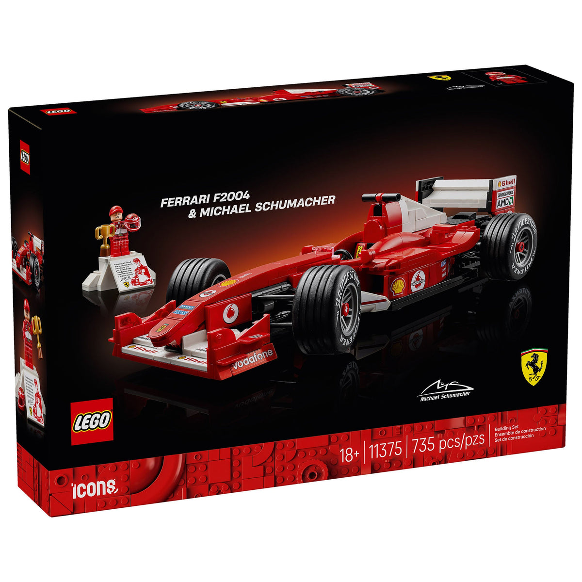 LEGO Icons Ferrari F2004 & Michael Schumacher Model Car 11375