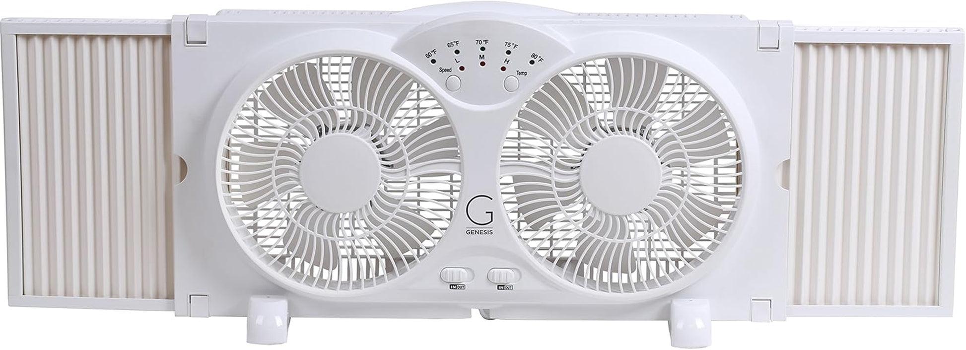 Twin Fan High Velocity Reversible Airflow Fan, LED Indicator Lights Adjustable Thermostat & Max Cool Technology, ETL Certified, White (A1WINDOWFAN)