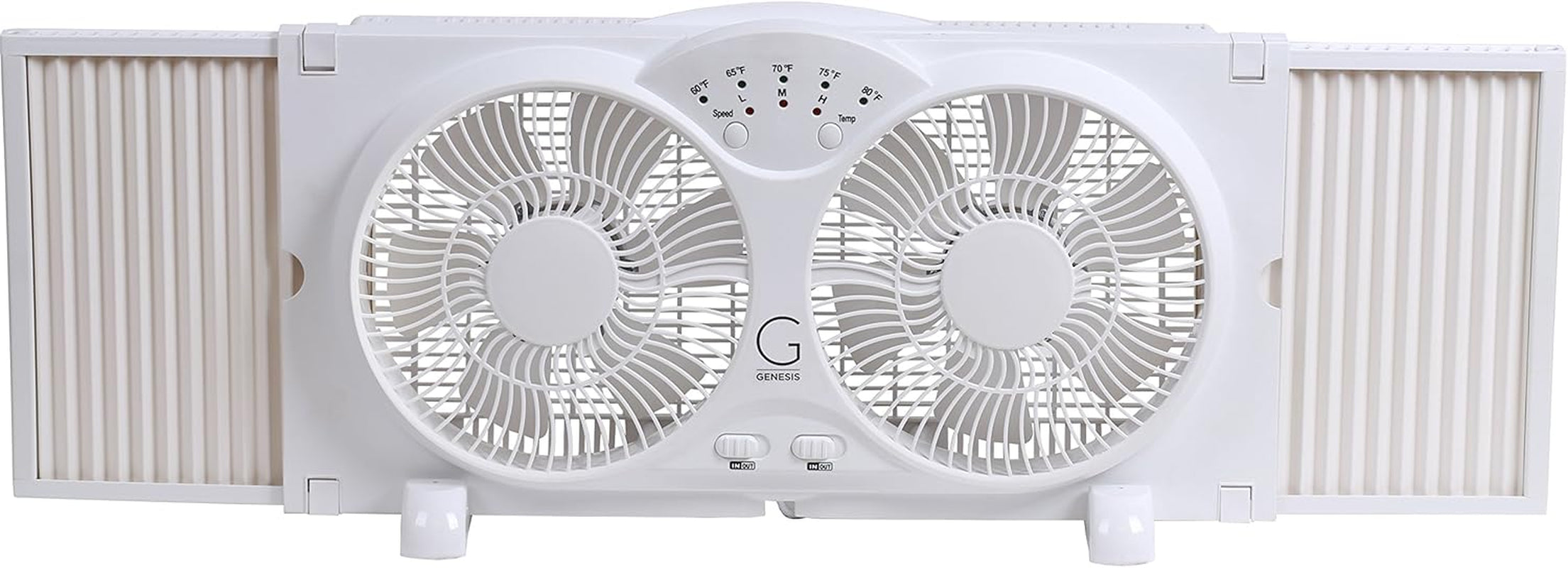 Twin Fan High Velocity Reversible Airflow Fan, LED Indicator Lights Adjustable Thermostat & Max Cool Technology, ETL Certified, White (A1WINDOWFAN)