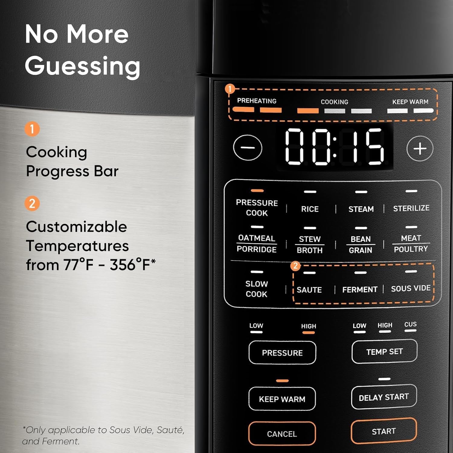 Pressure Cooker 6Qt, 9-In-1 Electric Multi Cooker, Stainless Steel