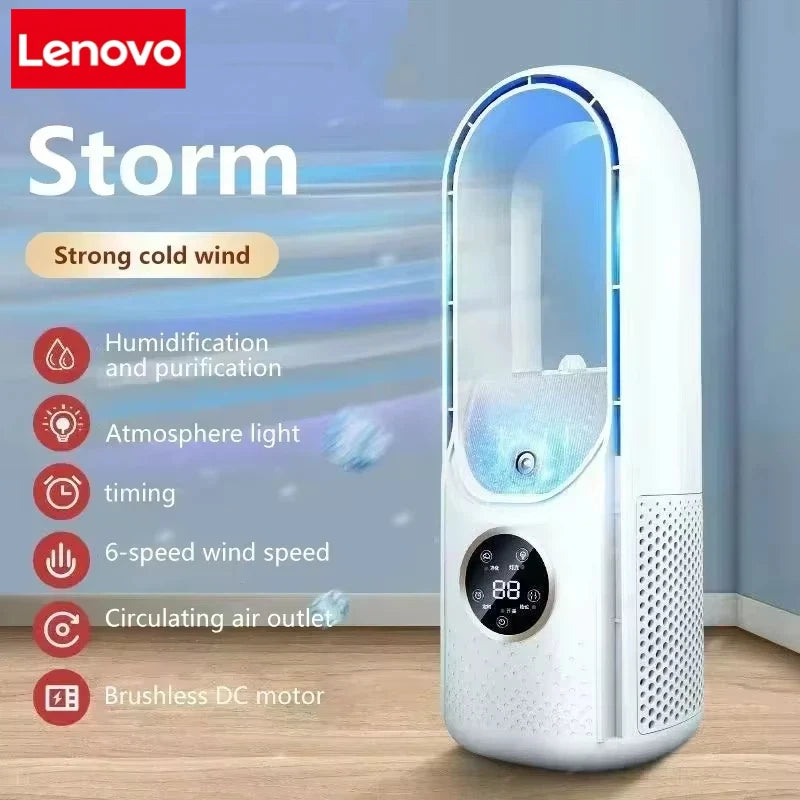 Electric Bladeless Fan USB Air Cooling Fan 6 Gear Mini Conditioner Fan Portable Desktop Bladeless Humidification Cooler