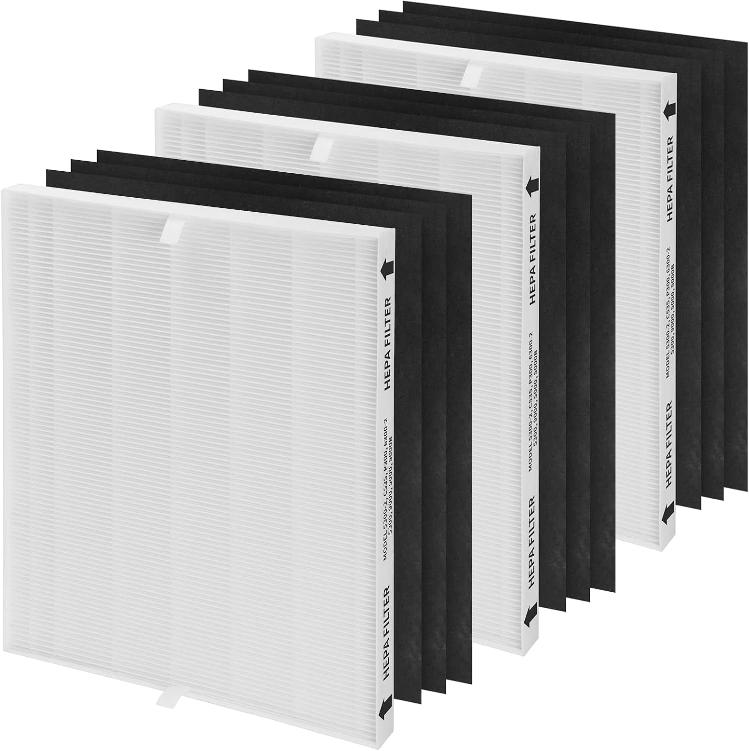 115115 Size 21 Replacement Filter a for Winix Purifier C535 5300 6300 5300-2 6300-2 P300 Plasmawave (White, 3Hepa+9Pre-Filter)