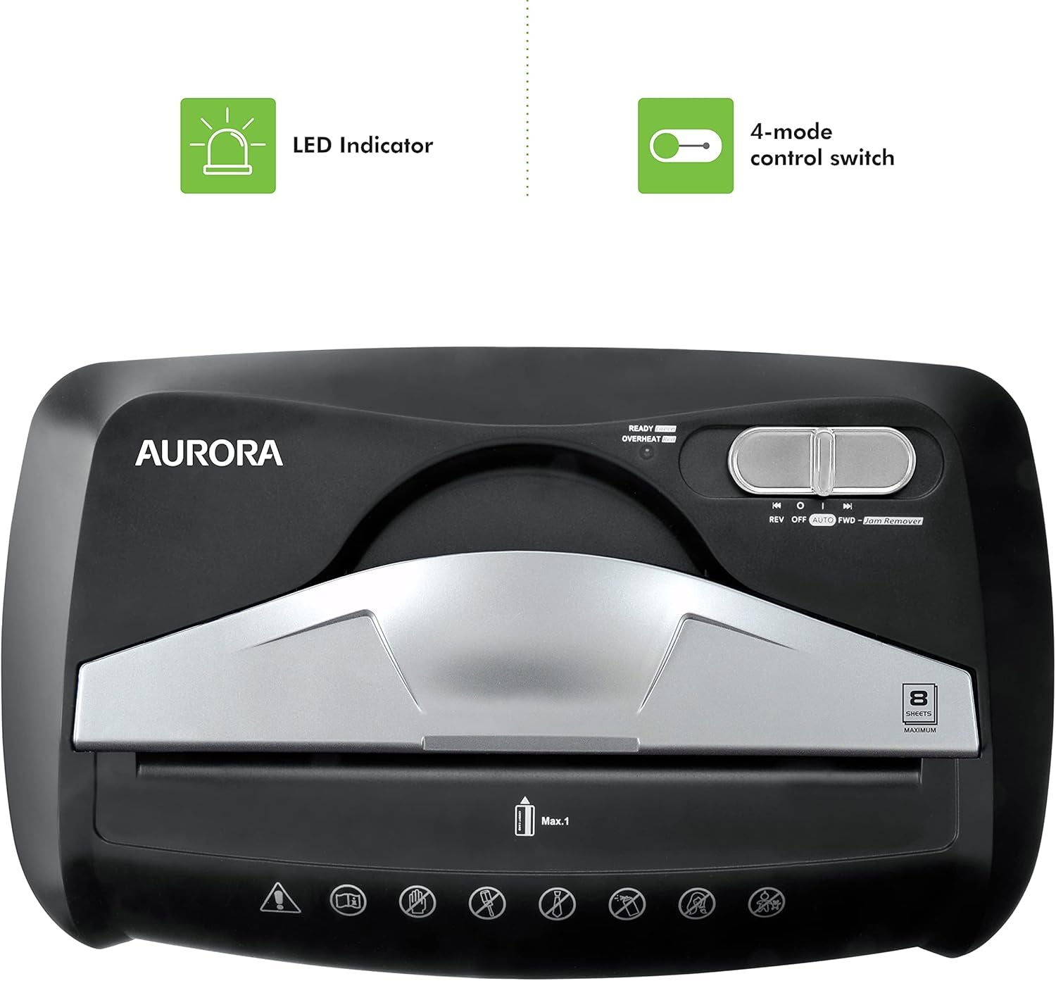 High Security Paper and Credit Card Shredder with 3.7-Gallon Wastebasket, 8-Sheet Cross-Cut with Basket