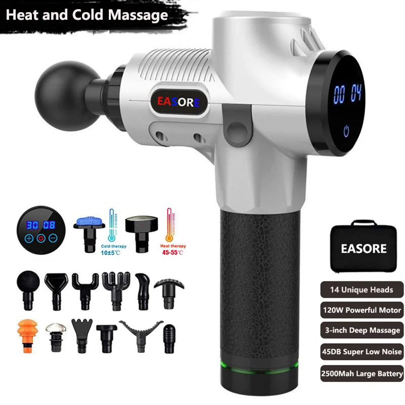24V Heat Massage Gun Ultra Powerful Professional  X5 Pro Deep Muscle Massager with 14 Heads Brushless Motor for Home Gym