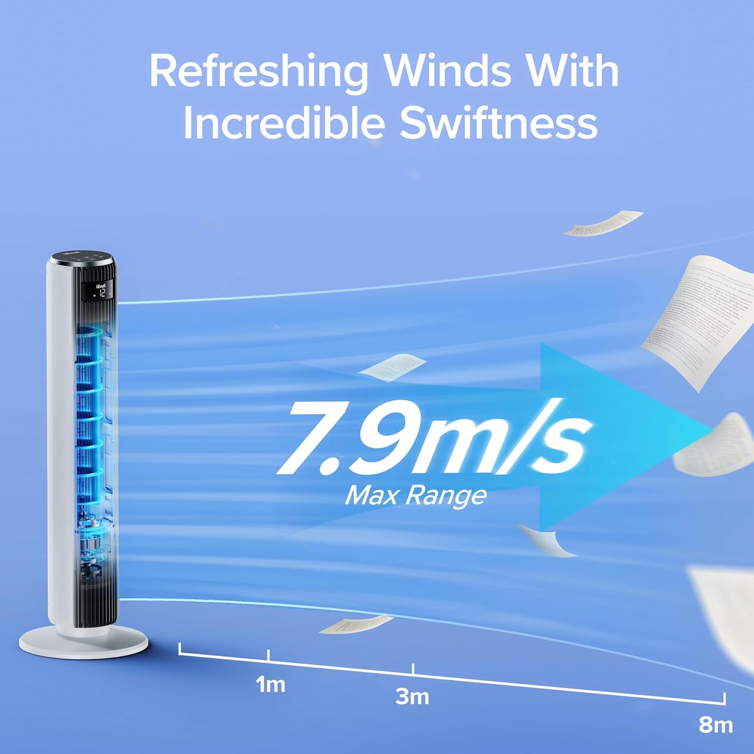 25Db Tower Fan for Bedroom, 26Ft/S Velocity Standing Fan, 90° Oscillating Cooling Fans for Home, 12 Speeds, LED Display, 4 Modes, 12H Timer, Bladeless, Remote Control, 36 Inch