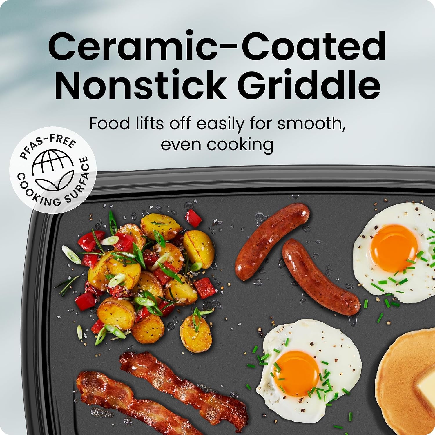 XL Electric Griddle with Removable Temperature Control, Immersible Flat Top Grill, Burger, Eggs, Pancake Griddle, Nonstick Extra Large Cooking Surface, Slide Out Drip Tray, 25 X 51 CM