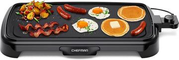 XL Electric Griddle with Removable Temperature Control, Immersible Flat Top Grill, Burger, Eggs, Pancake Griddle, Nonstick Extra Large Cooking Surface, Slide Out Drip Tray, 25 X 51 CM