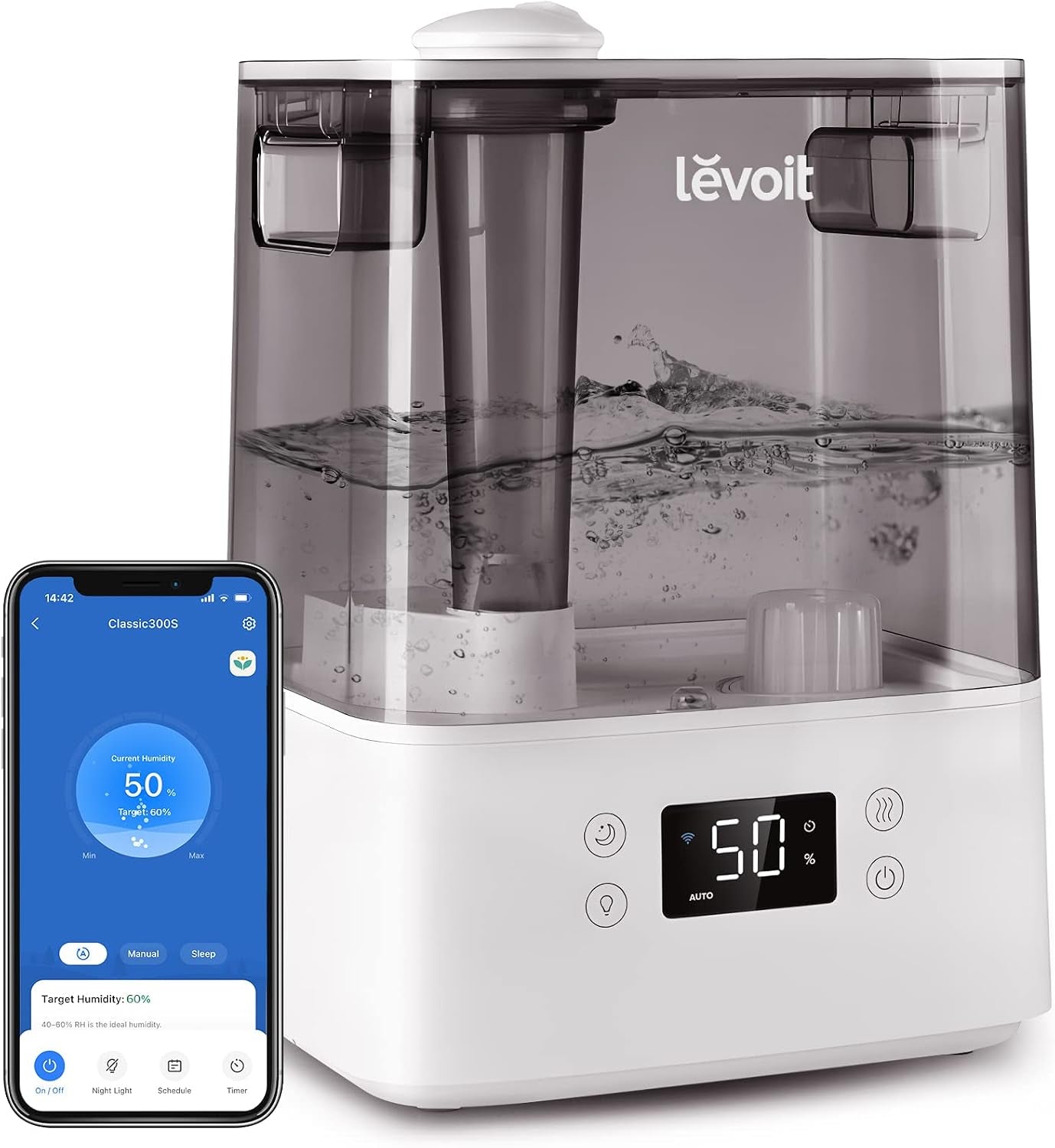 Humidifiers for Bedroom Large Room, 6.2L Tank, Smart App, Quiet 26Db