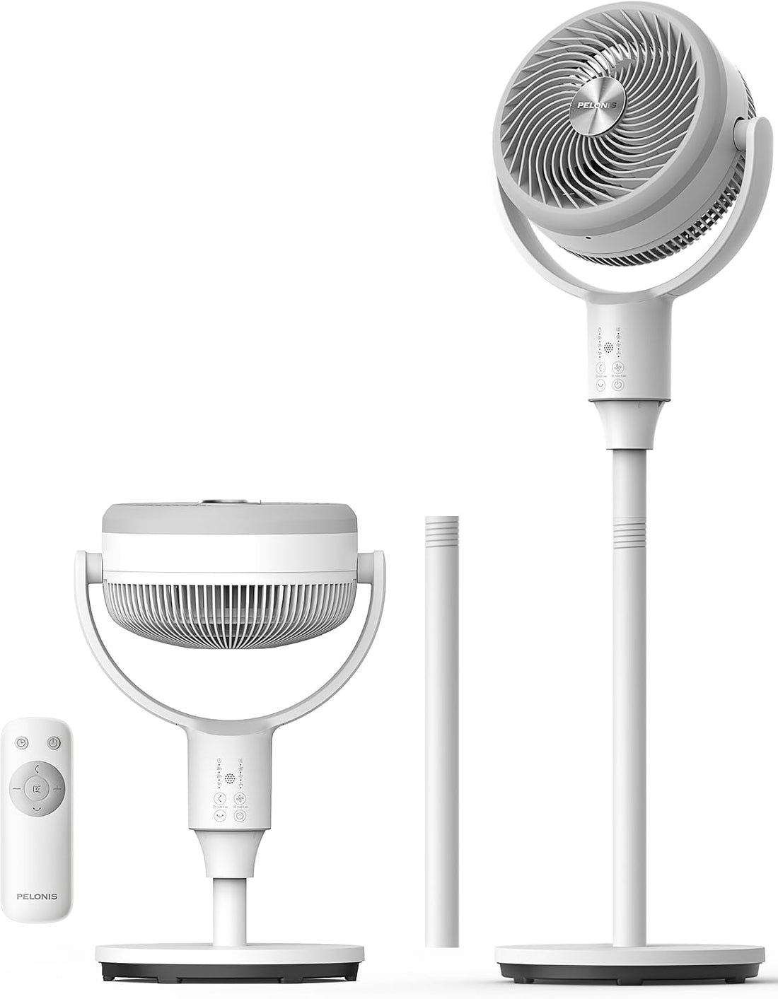 Pedestal Fan, Air Circulator, Ultra Omniflow (135°+90°Auto Oscillation), Quiet Floor Fan with 3 Speeds, Remote, 7H Timer, Memory Function, Adjustable Height, Standing Fan for Bedroom