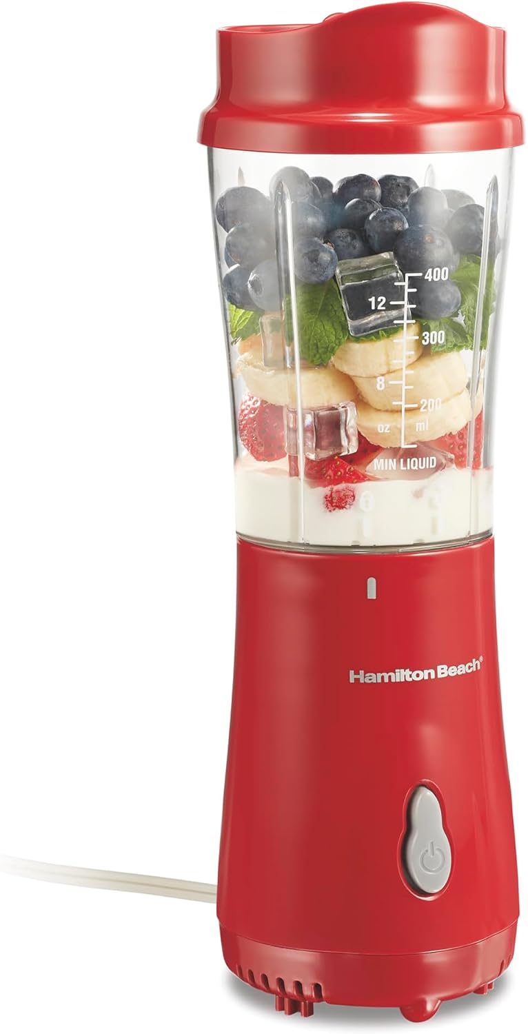 Personal Blender for Smoothies & Protein Shakes, Portable Single Serve Blender with Travel Lid, 14 Oz Bpa-Free Jar, 175W, Compact Countertop Blender, Raspberry, 51131G