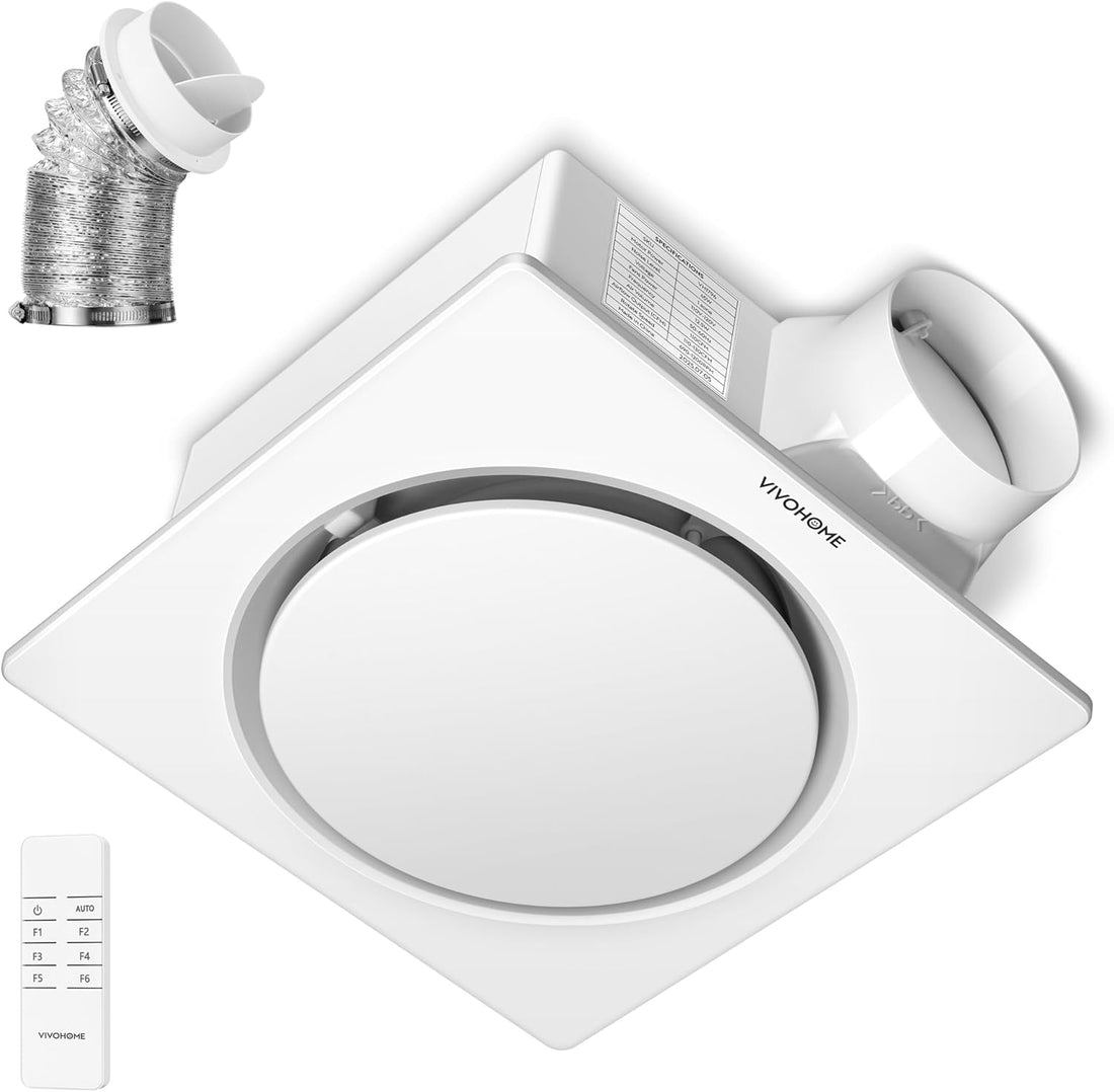 Autoflow Bathroom Exhaust Fan, 3CCT Diammable Light & Humidity Sensor (30-110-160CFM) - Energy Efficient EC Motor, Dual Insulation, Constant Airflow, (Install Kit, 4-In Duct)