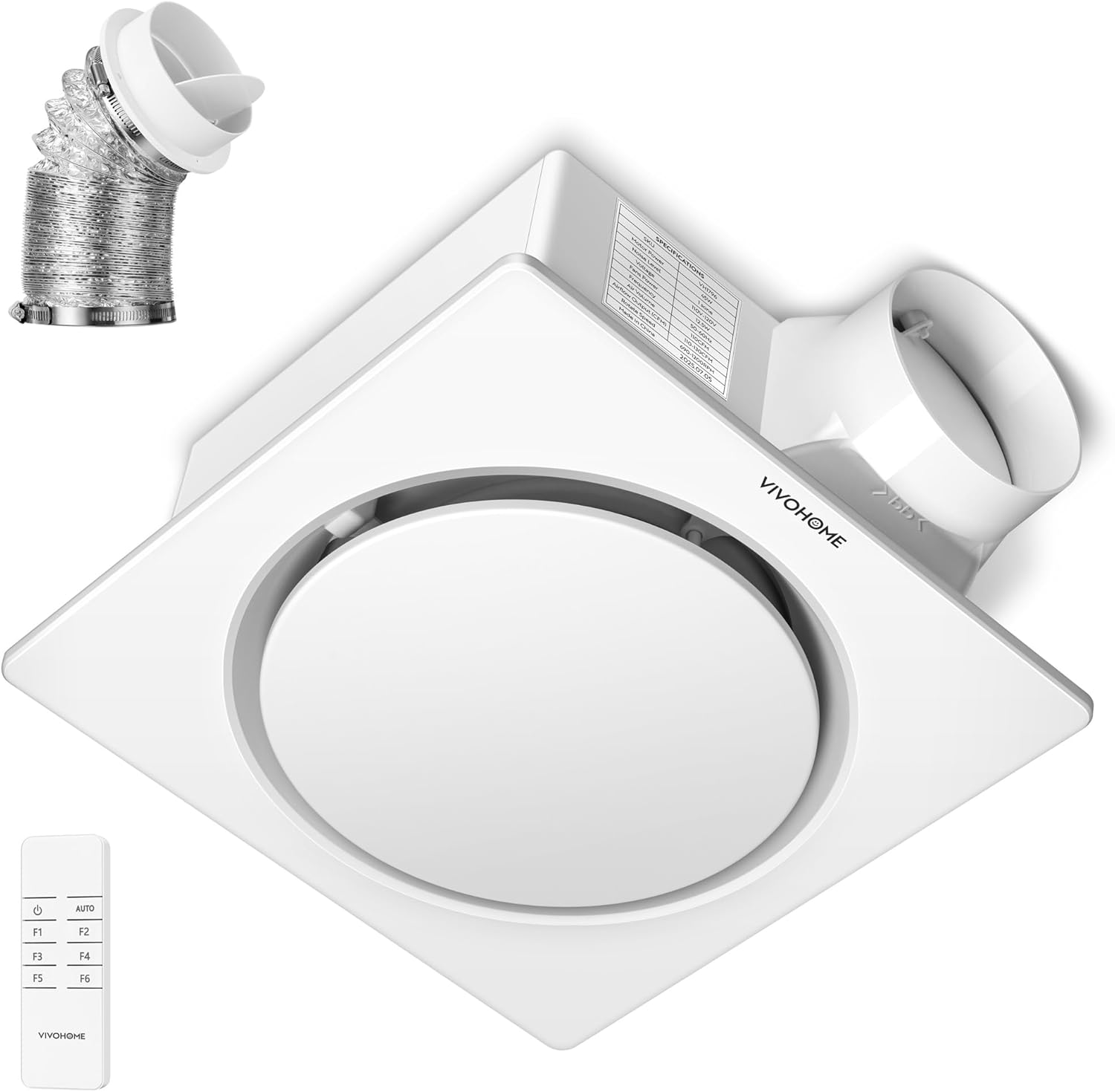 Autoflow Bathroom Exhaust Fan, 3CCT Diammable Light & Humidity Sensor (30-110-160CFM) - Energy Efficient EC Motor, Dual Insulation, Constant Airflow, (Install Kit, 4-In Duct)
