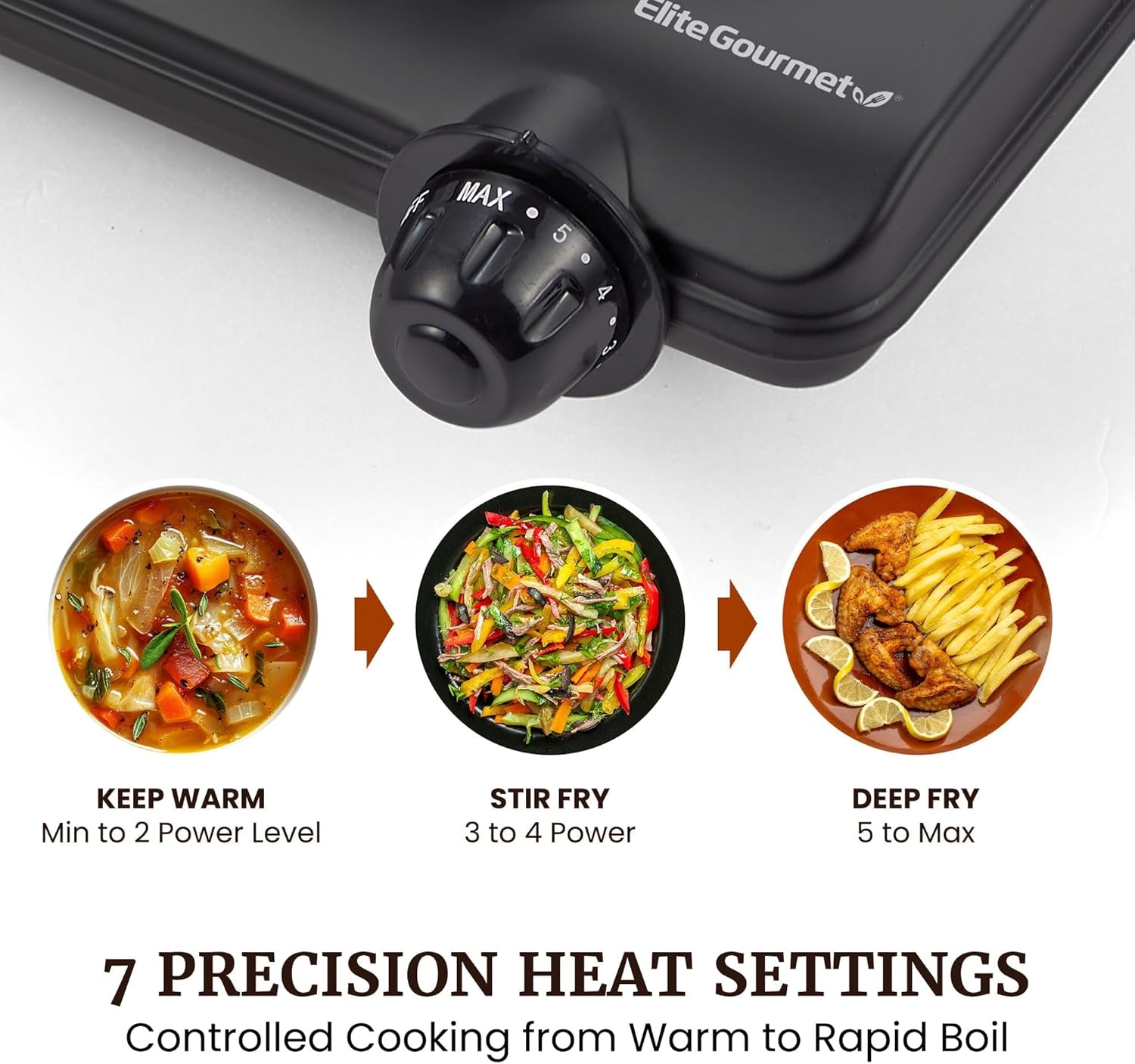 Countertop Electric Burner, 1000W Cast Iron Hot Plate, 7 Heat Settings, Portable Cooktop for RV, Dorm, Office & Small Kitchens, Road-Ready & Compact