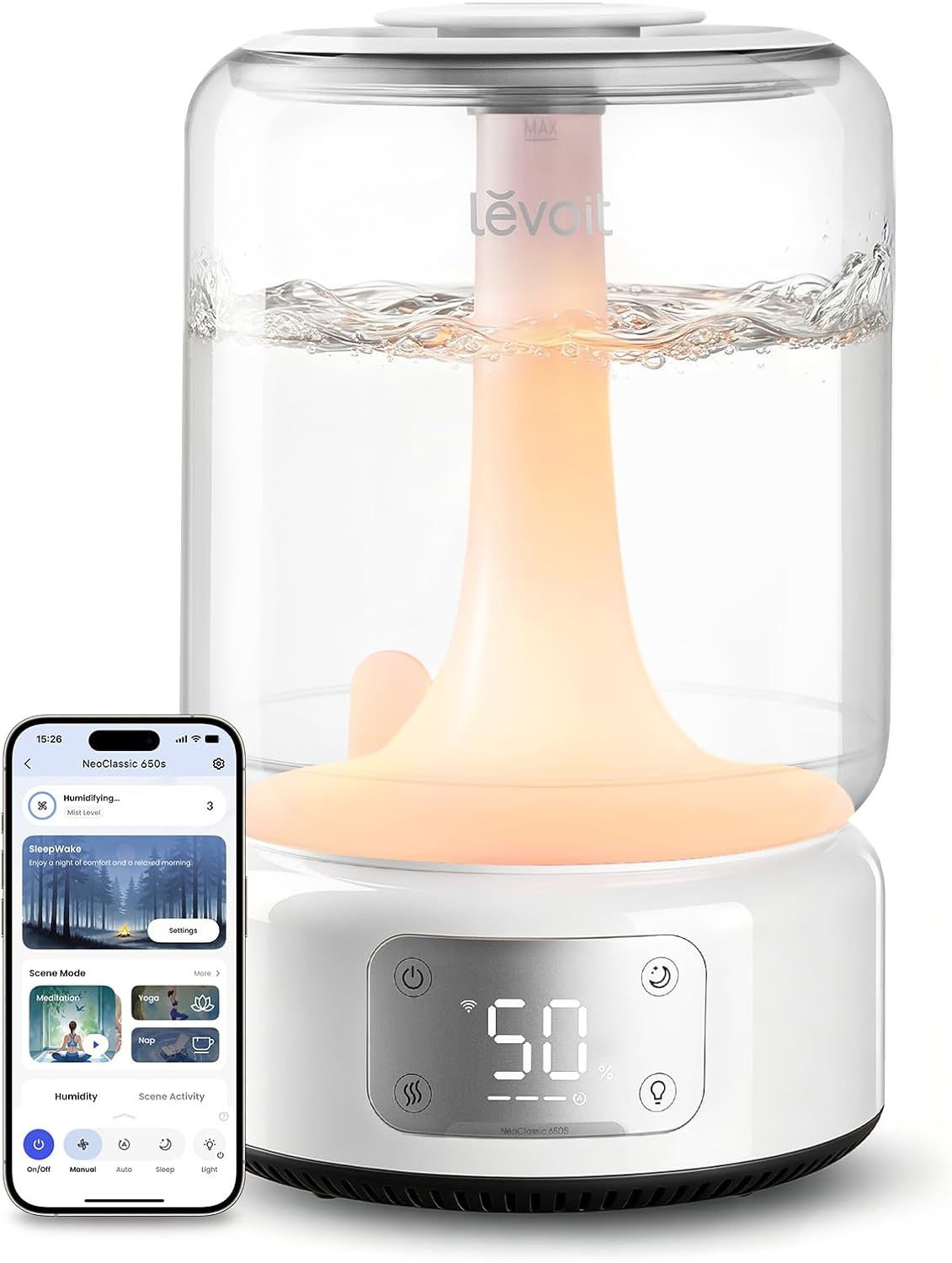 Humidifiers for Bedroom Large Room, 6.2L Tank, Smart App, Quiet 26Db