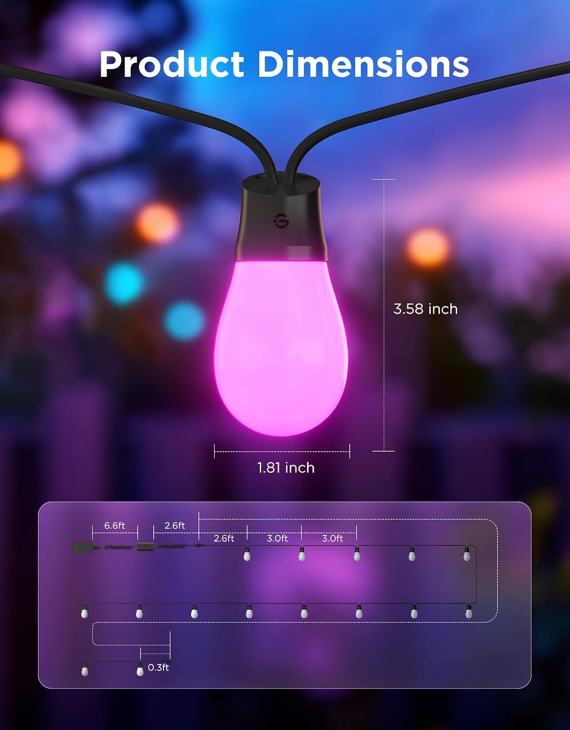 Govee S14 Outdoor String Lights 2 RGBIC LED H702A