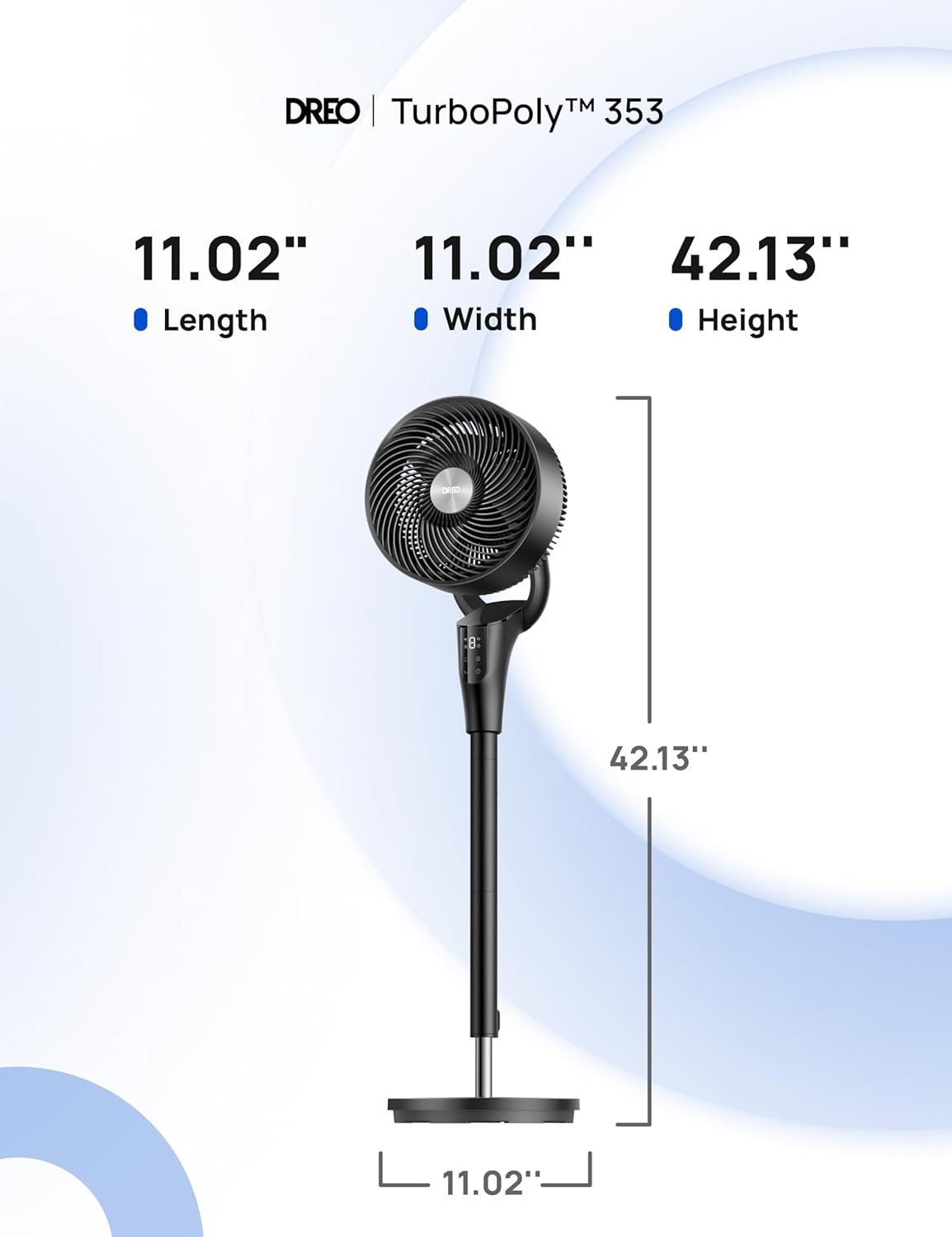 Fan for Bedroom, 90° Oscillating Standing Fan, 20Db Quiet, 90Ft Pedestal Fans for Room Office, DC Motor, 8+H Speeds, 3 Modes, 38-42'' Adjustable Height, Remote, 8H Timer, 105° Manual Vertical